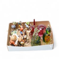 Eight Hummel figures including Latest News, Playmate, Sister etc, Mdina glass sea horse pa...