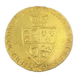 King George III 1798 gold Spade Guinea coin, previously mounted 
