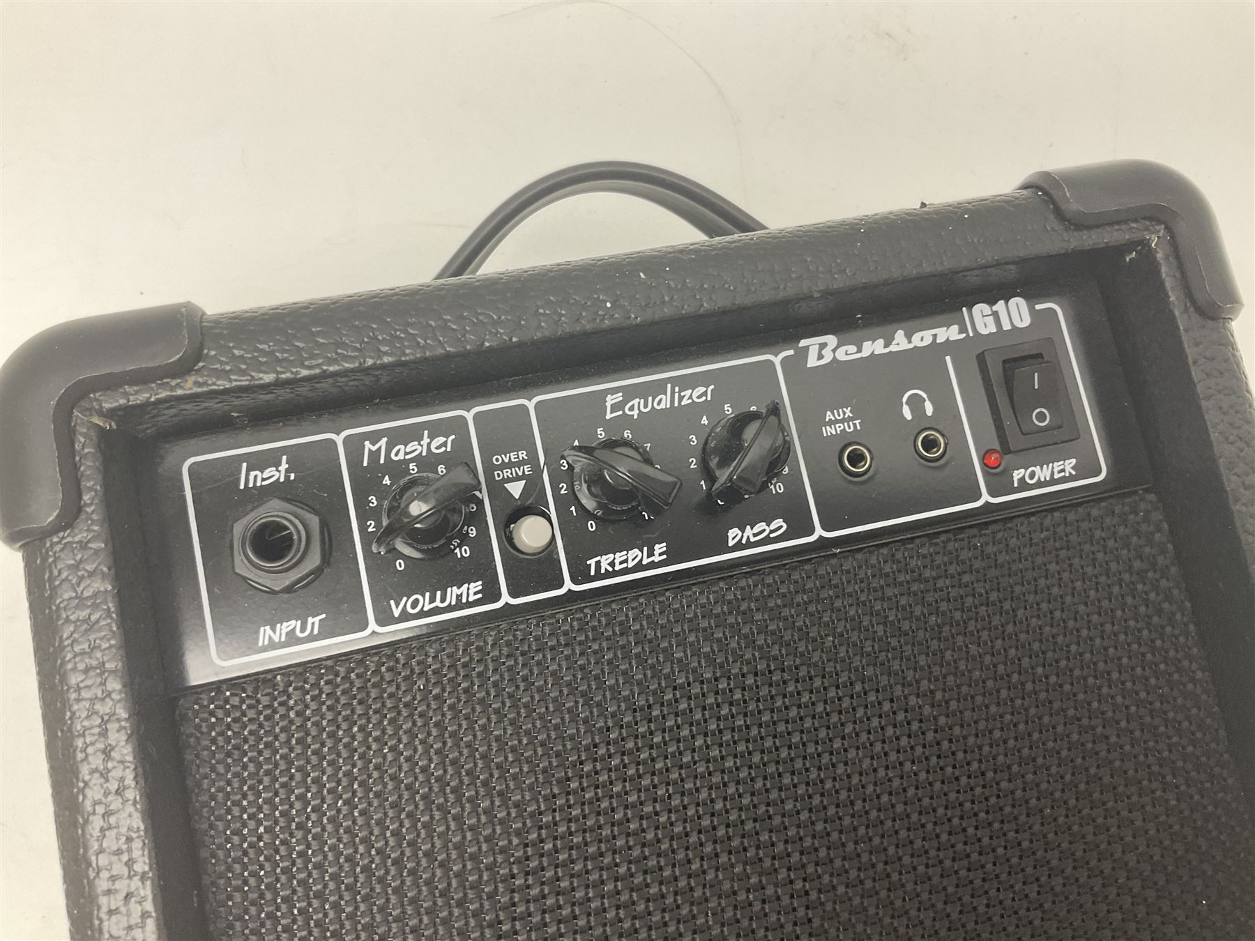 Aria Les Paul style electric guitar, no.037704CH L102cm; with amplifier, soft carrying case and stand; together with various guitar songbooks etc