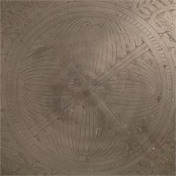 Large Eastern brass charger with floral and foliate engraved decoration, D70cm