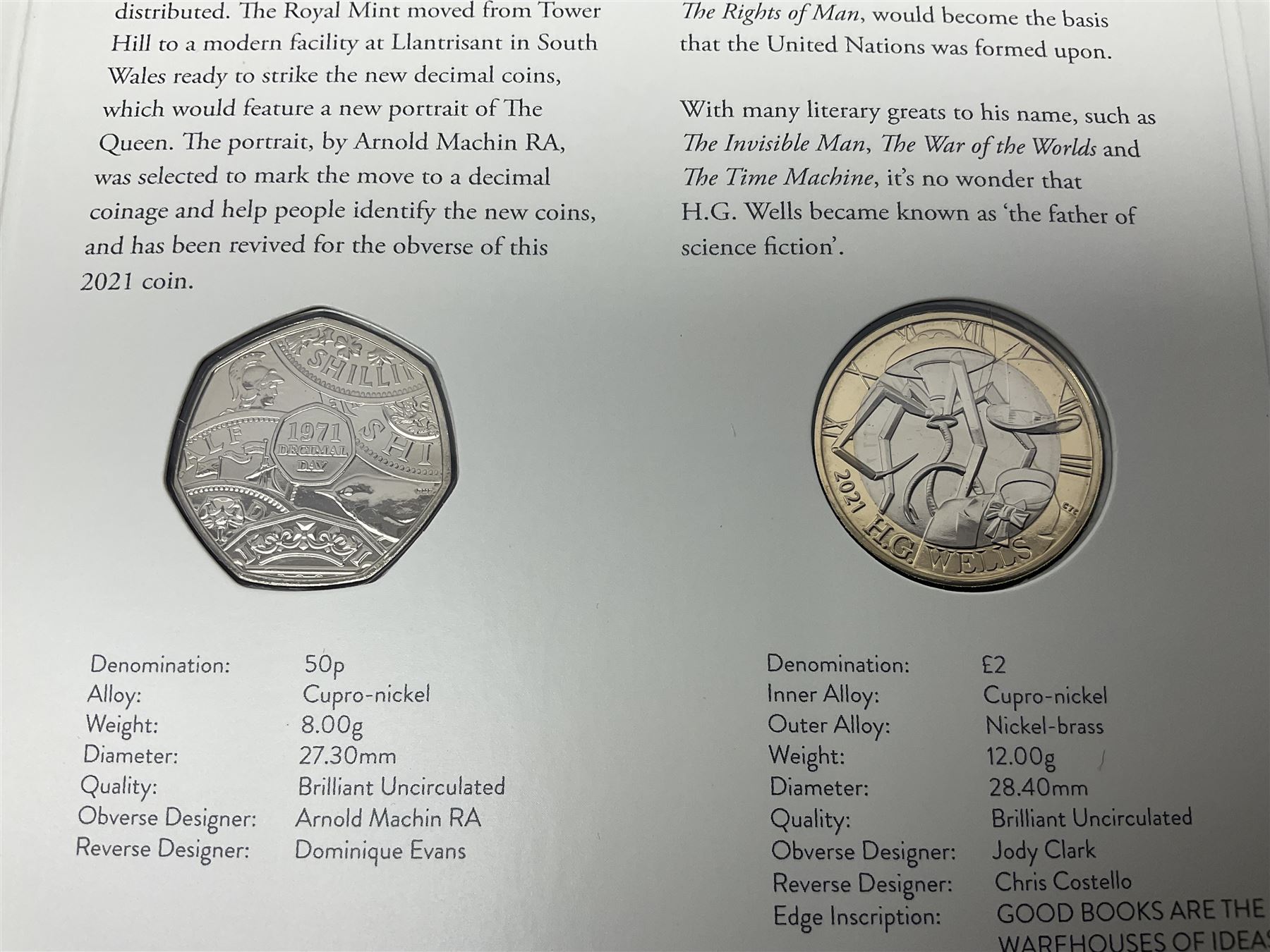 The Royal Mint United Kingdom 2021 brilliant uncirculated annual coin set, in card folder