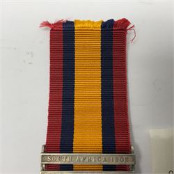 Victoria Queens South Africa Medal with Transvaal, South Africa 1901 and South Africa 1902 clasps awarded to 6769 Pte. D. Leak Liverpool Regiment; with replacement ribbon.