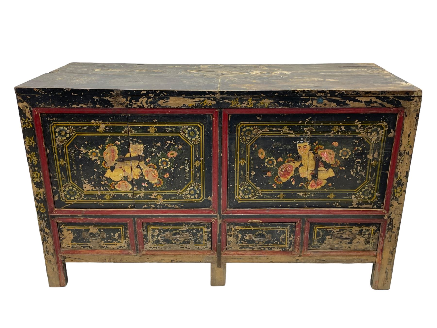 Painted Elm Sideboard From Mongolia 19thC Painted Elm Sideboard From Mongolia 19thC