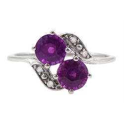 9ct white gold purple garnet and diamond
