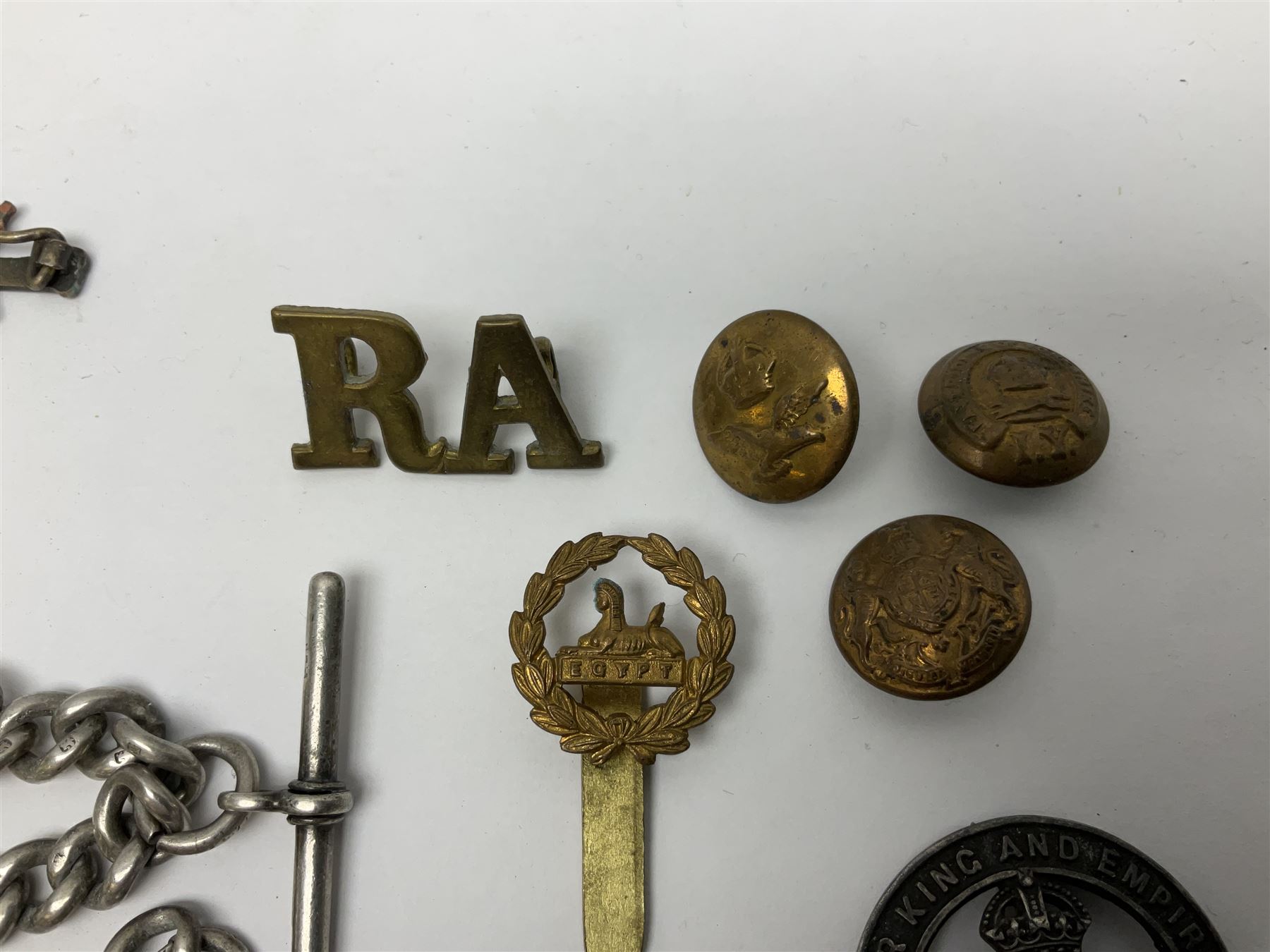 Two Services Rendered badges Nos.B23060 and B201341; two MSO BAOR (Mixed Services Organisation British Army of the Rhine) badges; small quantity of shoulder titles, lapel/sweetheart brooches, buttons and non-military related items