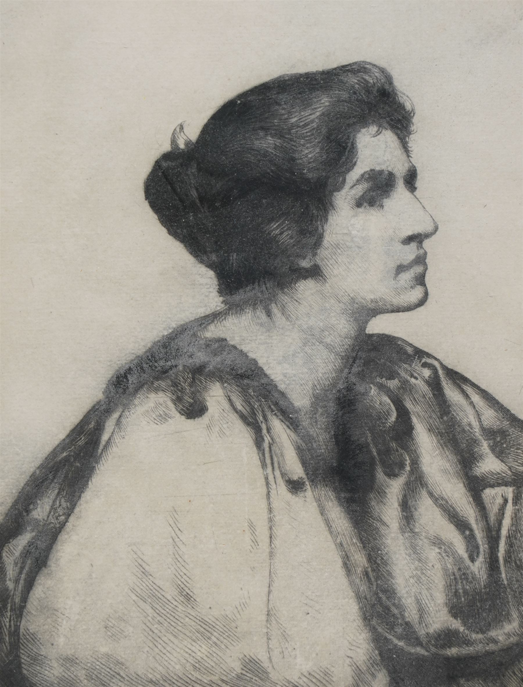 Charles Holroyd (British 1861-1917): Portrait of a Classically Dressed Ladu, etching signed and inscribed in pencil 20cm x 15cm