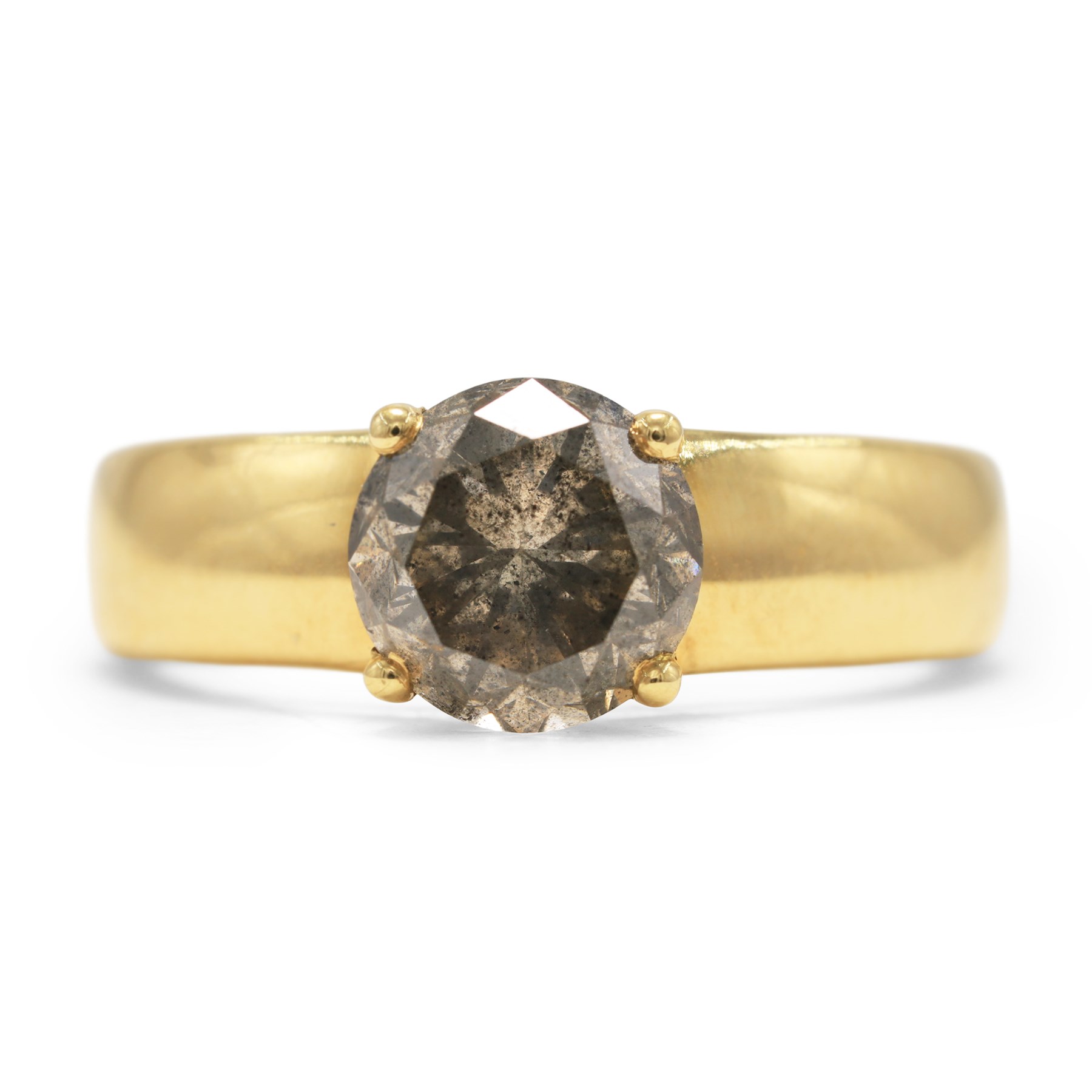 18ct gold diamond ring, four claw set with a single round brilliant cut diamond of approx 2.20 carat, stamped 750
