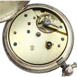 Edwardian silver open face 'The Express English Lever' pocket watch by J. G. Graves, Sheffield, No. 763523, Chester 1904 and a silver open face 'Celebrated lever' pocket watch by E. Harris, Liverpool, case by Alfred Wigley, Birmingham 1899 (2)