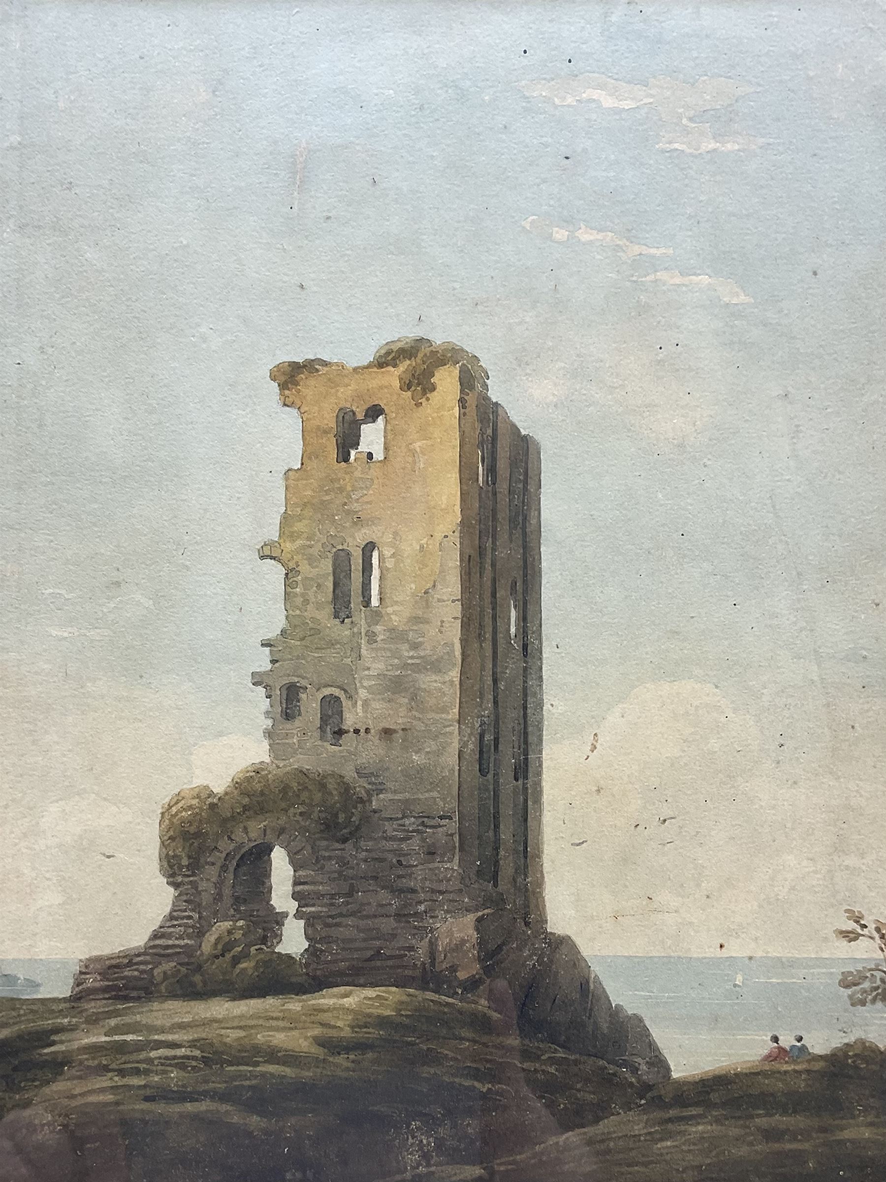 John Varley (British 1778-1842): 'Scarborough Castle', watercolour unsigned, titled and dated 1816 on the mount 29cm x 22cm