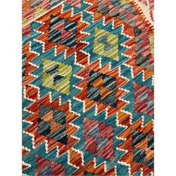 Chobi Kilim rug, multi-coloured ground and decorated with overall geometric design