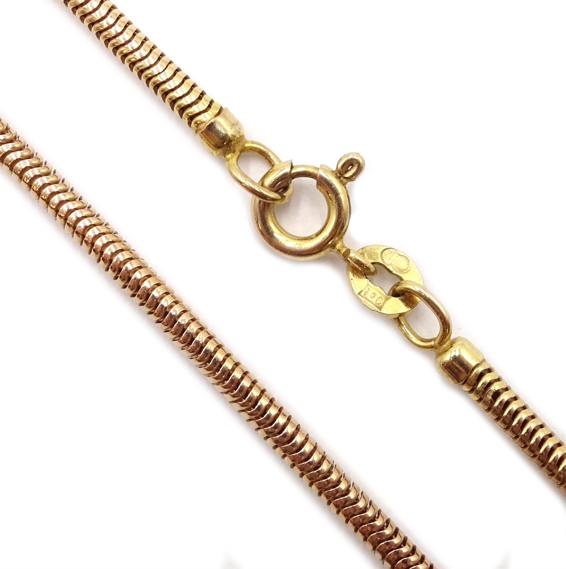 9ct gold snake chain necklace, hallmarked, approx 8.3gm - Jewellery