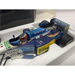 Four Paul's Model Art 1:18 scale Michael Schumacher Collection die-cast racing cars - Ferrari F310B; Ferrari F310/2; Benneton Renault B195; and Ferrari F300; all boxed (4)