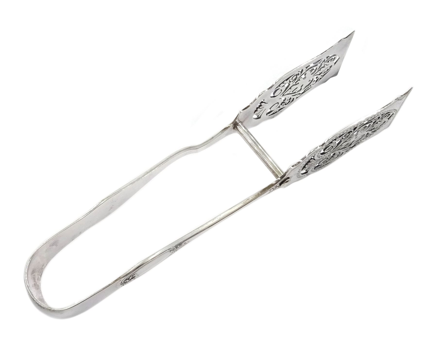 Pair of Edwardian silver asparagus tongs by James Dixon & Sons Ltd, Sheffield 1905, approx 5oz