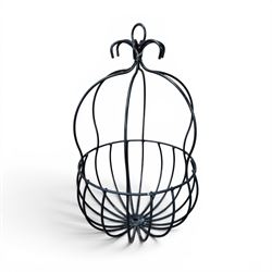 Pair of two tiered flower baskets, two hay racks, hanging basket, two boxes of plant pots and a square stone planter