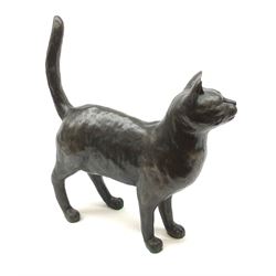 A large limited edition bronzed model of a cat, signed Peter Close 271/500, H42cm.