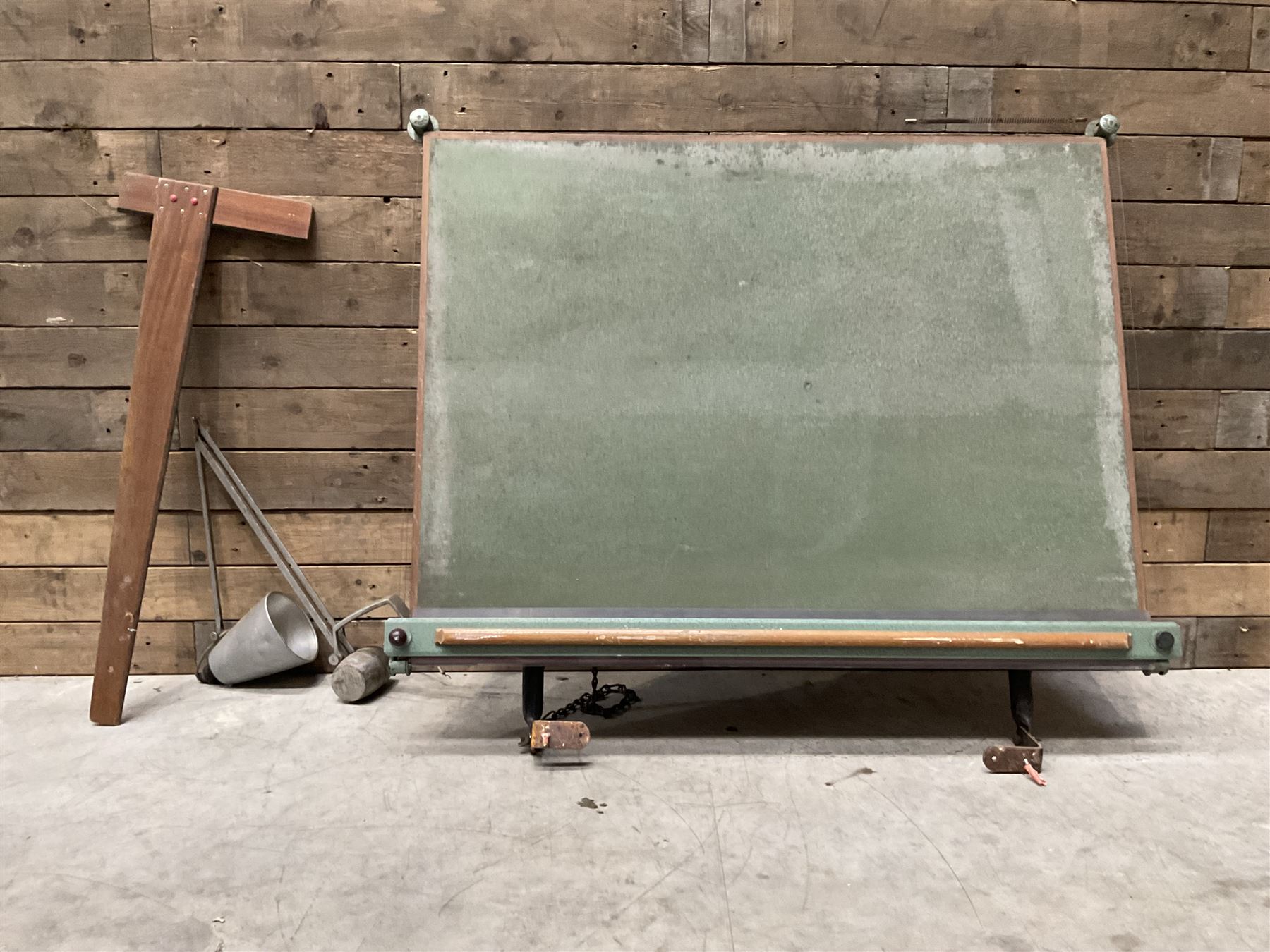 Angula - mid-20th century wall mounted adjustable draughtsmans  architect's drawing board, with lamp and set square
