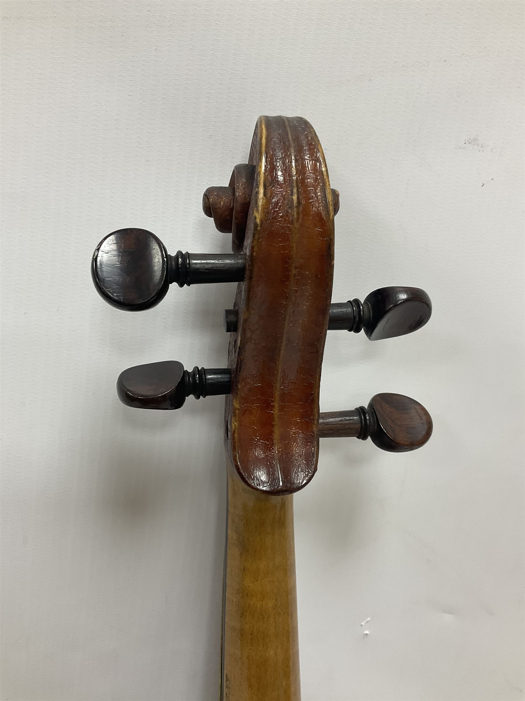 Michael Lindsay of Stockton-on-Tees violin, dated 1904 on the label and stamped on the neck, full length 60cm In a later soft case