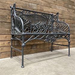 Richard Bawden (1936-2024); - Cat design painted cast iron garden bench