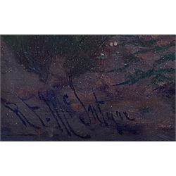 Robert Finlay McIntyre (British c.1846-1906): Driving Sheep through Woodland, oil on canvas signed 60cm x 45cm