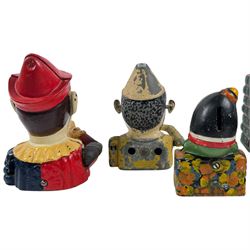Collection of cast iron money boxes including Artillery Bank, Humpty Dumpty, Transvaal, City Bank etc 