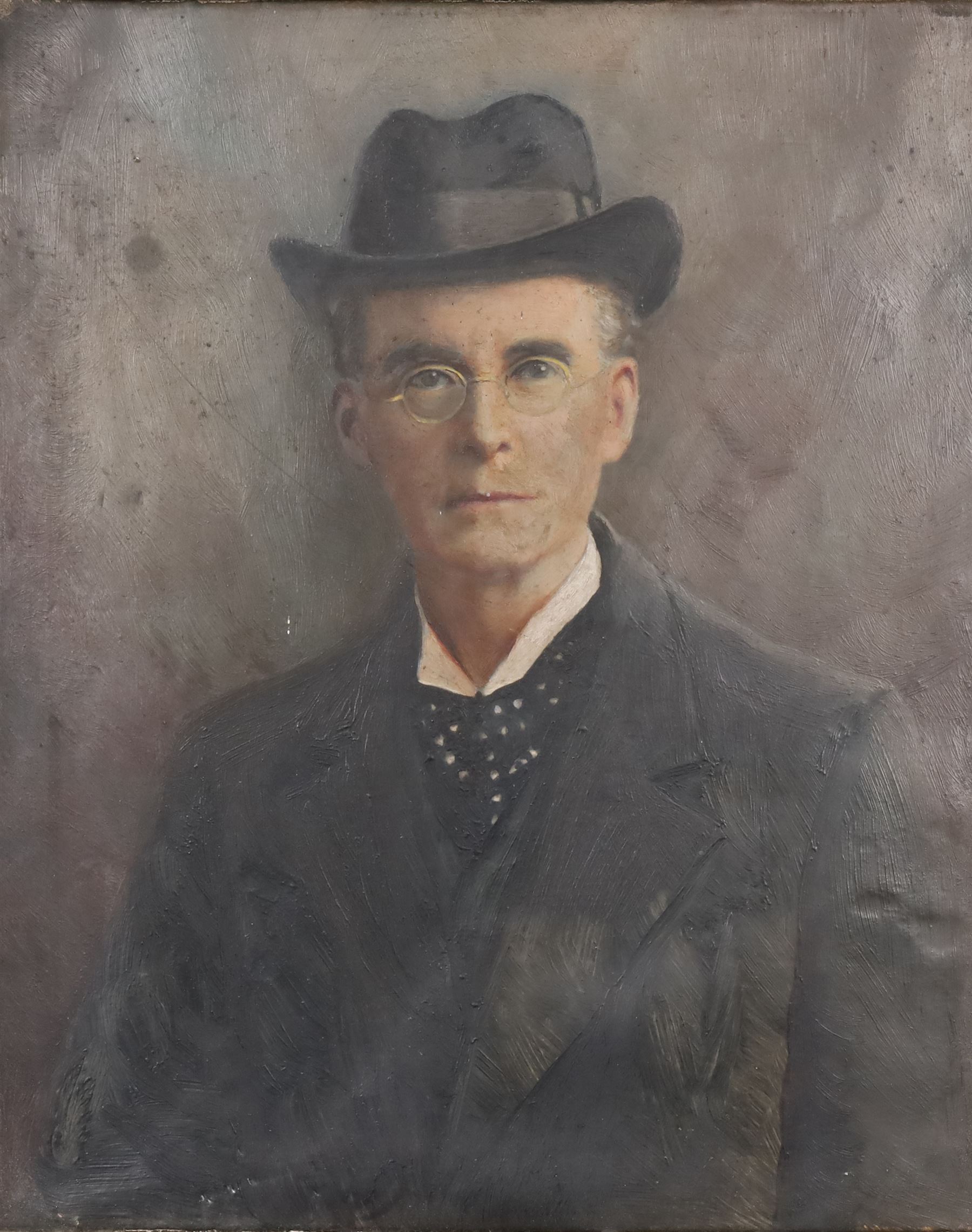 Oliver Francois Xavier Sarony (Canadian 1820-1879): Portrait of a Man, photograph overpainted in oils, with Sarony Scarborough studio label verso, 30cm x 25cm