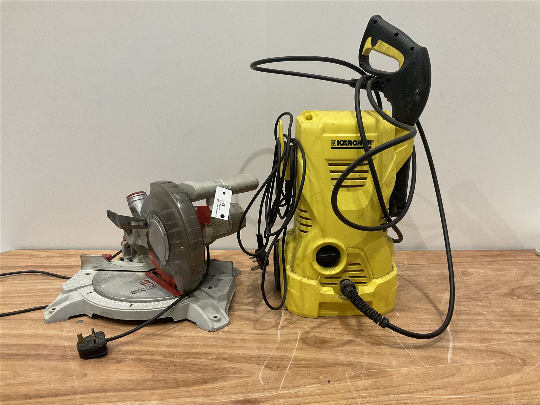Performance Pro 1400W 210mm Mitre saw and Karcher K2 pressure washer  - THIS LOT IS TO BE COLLECTED BY APPOINTMENT FROM DUGGLEBY STORAGE, GREAT HILL, EASTFIELD, SCARBOROUGH, YO11 3TX
