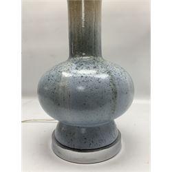 Table lamp of squat baluster form, with a ruskin style finish, H66cm