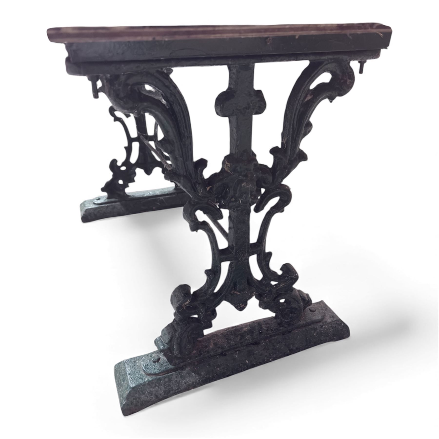 Cast iron garden table, with stone top