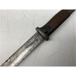 German Model 1884/98 knife bayonet with 25cm fullered steel blade marked J.A. Henckels; in steel scabbard L40.5cm overall