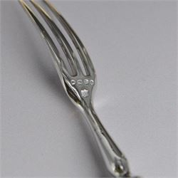 Set of six Victorian silver dessert knives and forks, with ivorine handles, hallmarked William Hutton & Sons (Edward Hutton), London 1880