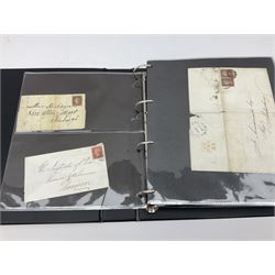 Postal history, including Queen Victoria imperf pair on letter, various other imperf and perf penny reds on covers and entires, penny red  perf pair and bantam on cover with London postmark, penny lilacs on cover etc