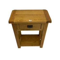 Light oak side table, single drawer