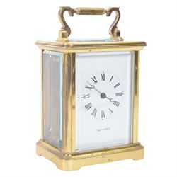 English- 20th century Mappin and Webb brass cased  carriage clock in a corniche case, whit...