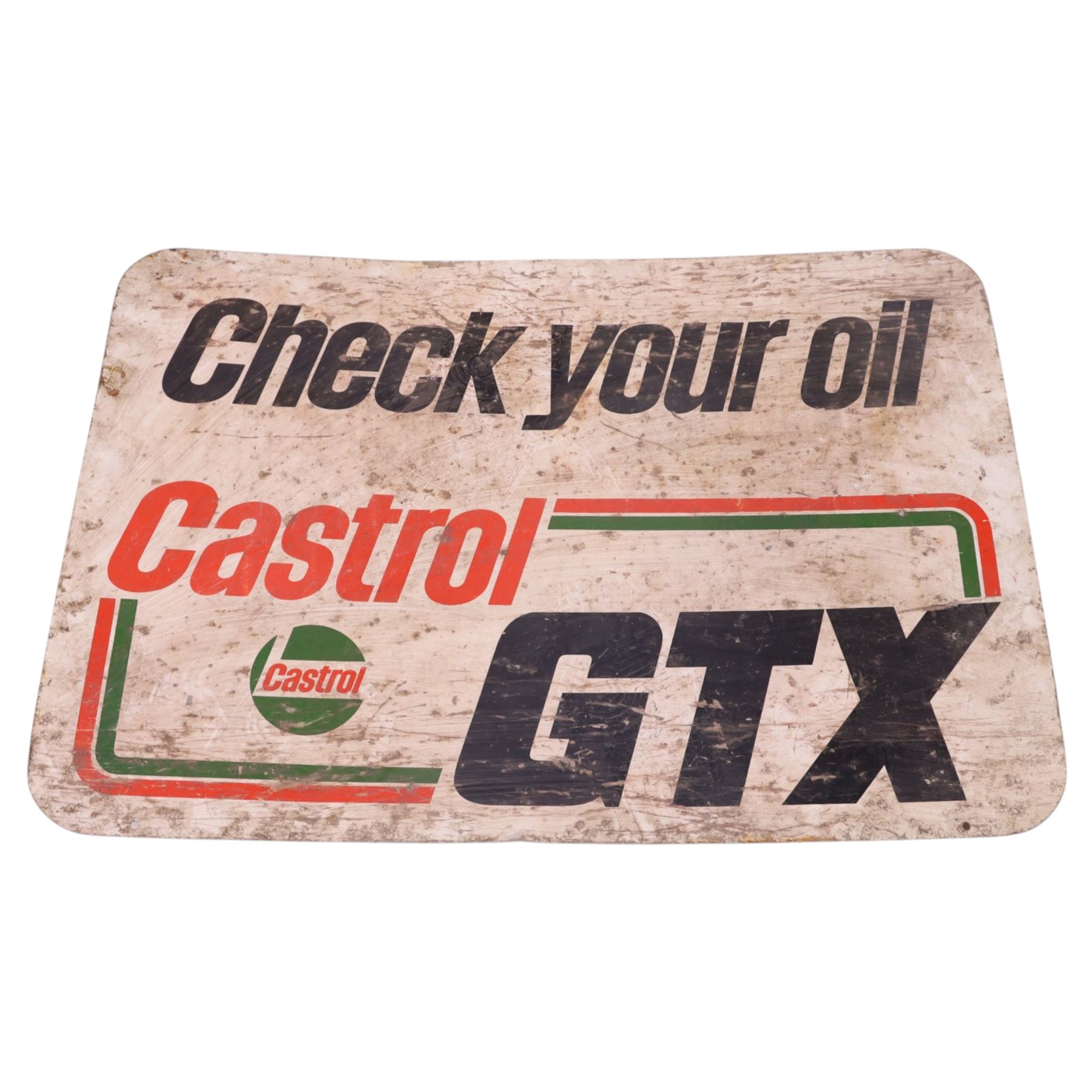 Check your oil Castrol GTX, metal sign, H46cm, L68cm