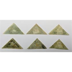 Cape of Good Hope triangle stamps, comprising five four pence and one shilling (6)