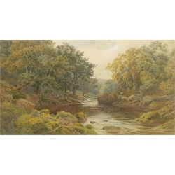 Albert Powell (British 19th/20th century): River Landscape, watercolour signed 41cm x 73cm