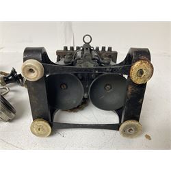 Early 20th century Skeleton Type telephone, probably made by Ericsson, marked MR No. 16, with headset, H30cm