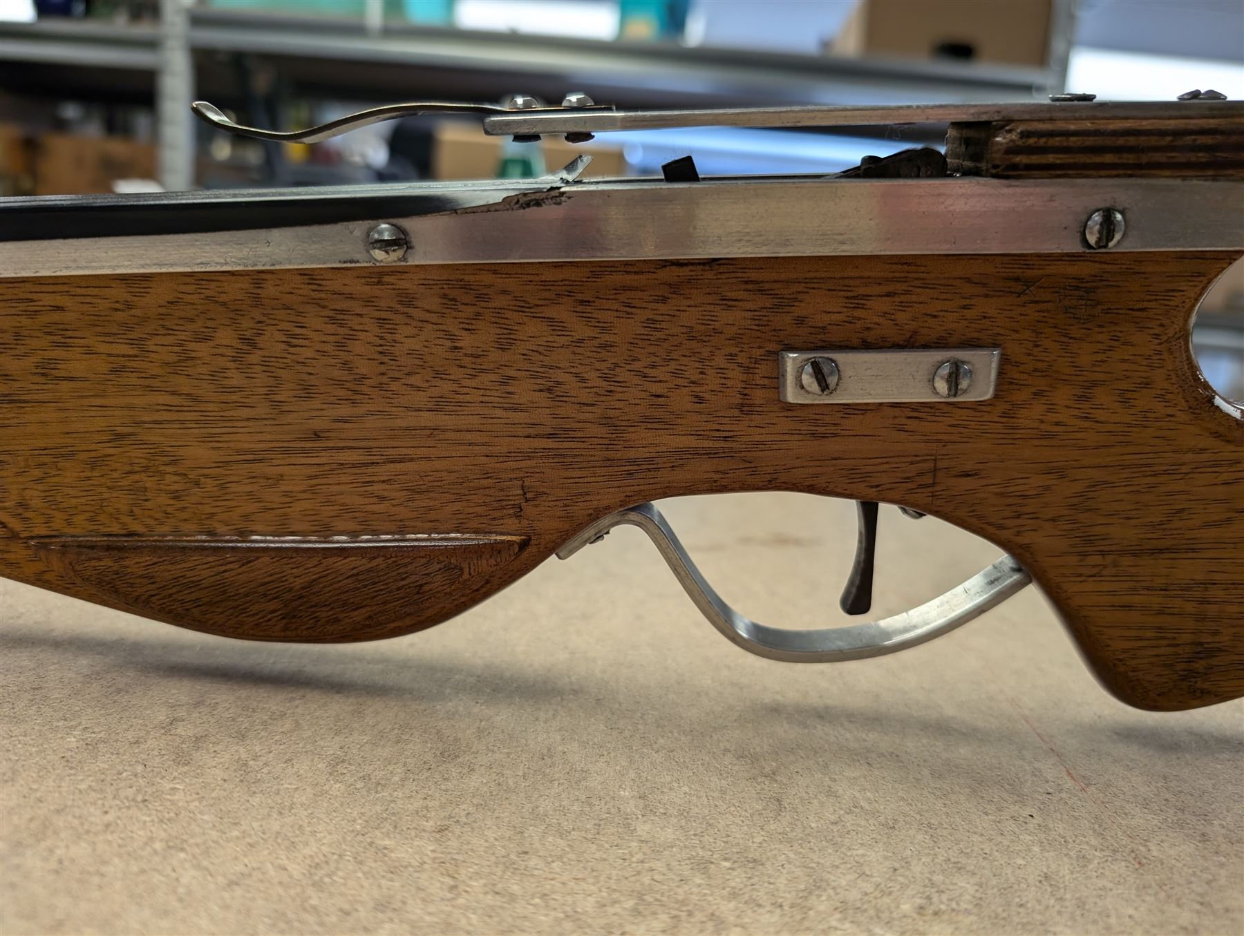Crossbow with wooden stock