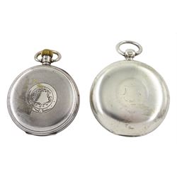 Victorian silver open face key wound pocket watch by Waltham, Mass, the movement signed P.S. Bartlett, No. 2315036, Birmingham 1883 and one other silver keyless lever pocket watch, case by Dennison