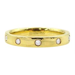 18ct gold rubover set round brilliant cut diamond ring, hallmarked