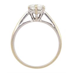 18ct gold single stone old cut diamond ring, diamond approx 1.10 carat