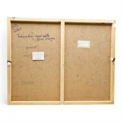 Barry De More (Yorkshire 1948-2023): 'Todmorden Canal with Blue Barge', oil and impasto on board signed, titled verso with Water Street Gallery label 61cm x 76cm
Notes: Acclaimed as one of the North's greatest expressionist artists, Barry De More (1948-2023) used a heavy impasto style to transfer his love of Yorkshire landscapes, townscapes and people to canvas. His work sits comfortably in the company of work by Kossoff and Auerbach, selling to collectors in the UK and overseas. De More's work can be found in the permanent collection of work by Northern Artists at Dean Clough, one of the UK's largest contemporary art galleries.