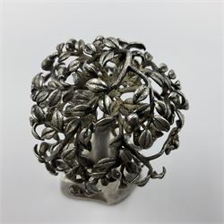 Modern silver and silver-gilt model of a partridge in a pear tree, hallmarked London 1979, maker's mark RFE, H9.5cm