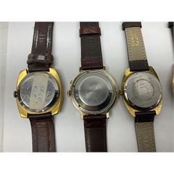 Five automatic wristwatches including Technos Everite Goldshield, Sekonda, Royle and Swiss Emperor and three manual wind wristwatches including Rotary, Avia and Excalibur (8)