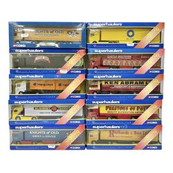 Corgi - nine Superhaulers 1:64 scale vehicles comprising TY86711, TY86611, TY86617, TY87008, TY86716, TY86620, TY86803, TY86710, and TY86806, along with similar example TY86625 Knights of Old 50th Anniversary model; all boxed (10)