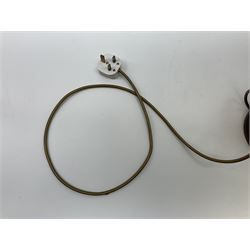 Table lamp of baluster form, decorated in the Oriental style with phoenix and dragon amidst blossoming flowers, with plated cream fabric shade, lamp base not including fixtures H35cm