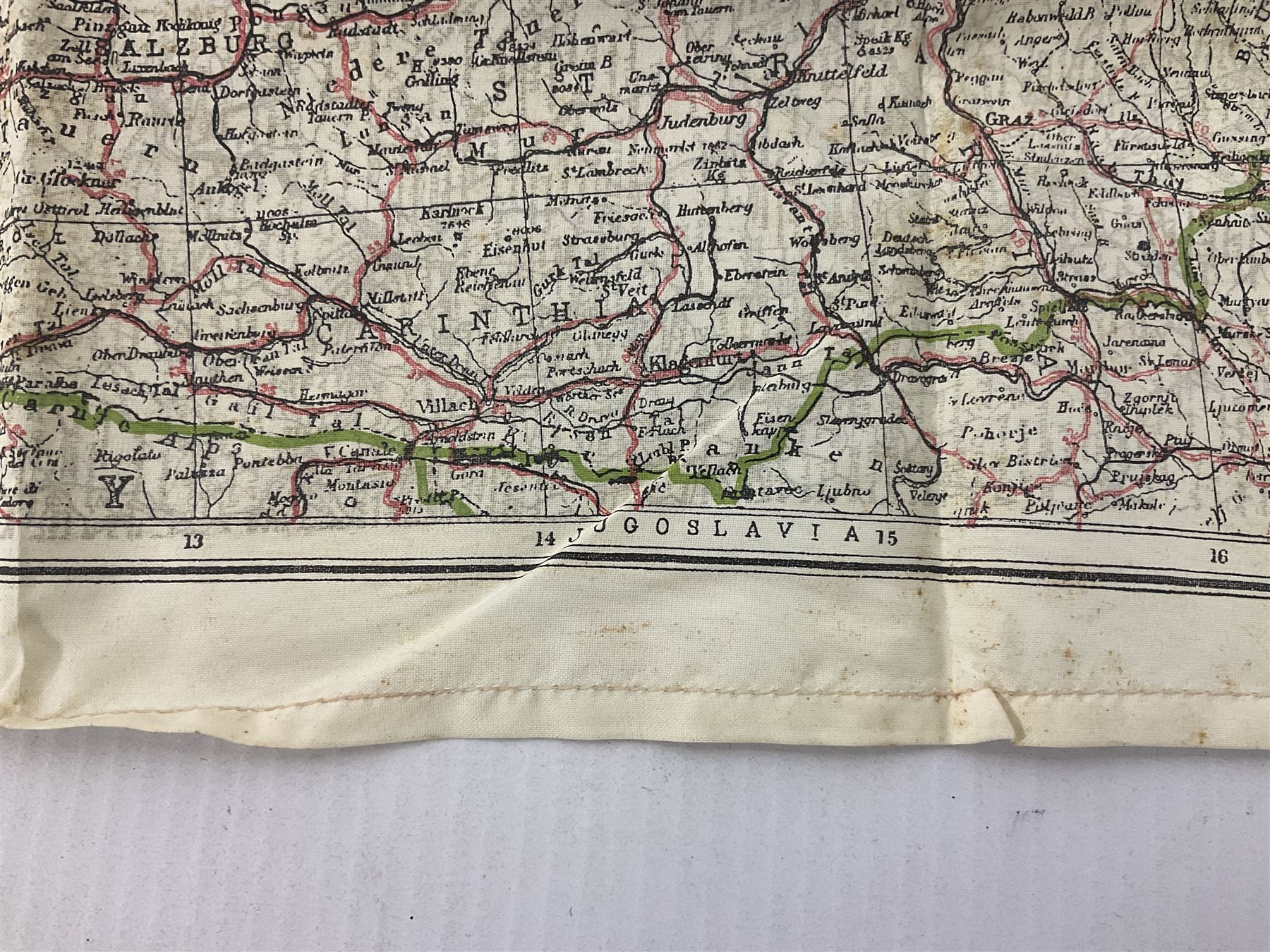 Two WW2 double sided silk escape and evade maps of Europe, comprising: Germany, Belgium, France, Holland, Spain etc,  in canvas envelope stamped Mark II