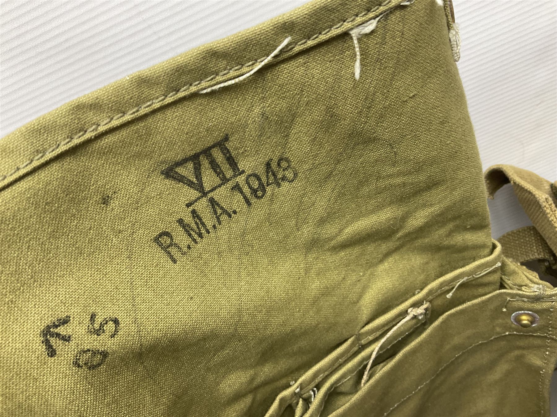 Two post-WWII British Army No.2 Dress tunics, one with Green Howards buttons; army shirt dated 1951; Royal Fleet Auxilliary jacket with trousers; three RAF/WAAF uniforms and RAF Greatcoat; and three canvas/webbing bags, two dated 1943 & 1945