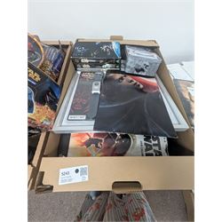 Star Wars collectables, including calendars, plate, plastic cups, Darth Vader money bank, VHS tapes, Masterworks lithograph collection, etc together with some Thunderbirds cups, Texas Chainsaw Massacre plush, etc