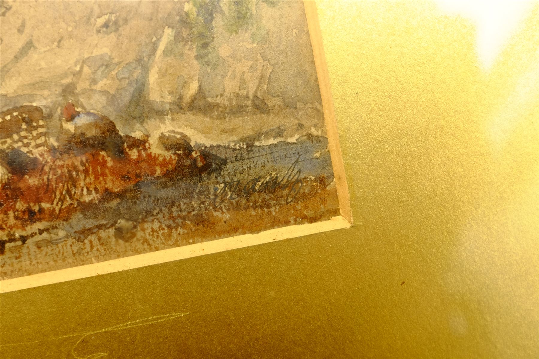 Circle of Henry Barlow Carter (British 1804-1868): Unloading on the Rocks, watercolour indistinctly signed 17cmx25cm